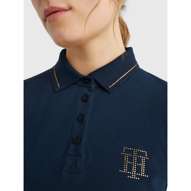 Tommy Hilfiger Ladies Rhinestone Polo Shirt - Desert Sky-4
